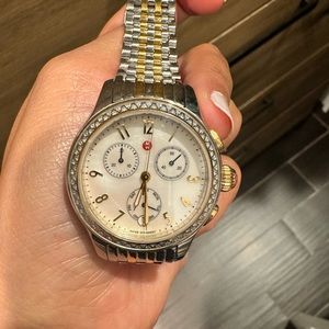 Michele Diamond Bezel Two-Tone Silver And Gold Watch